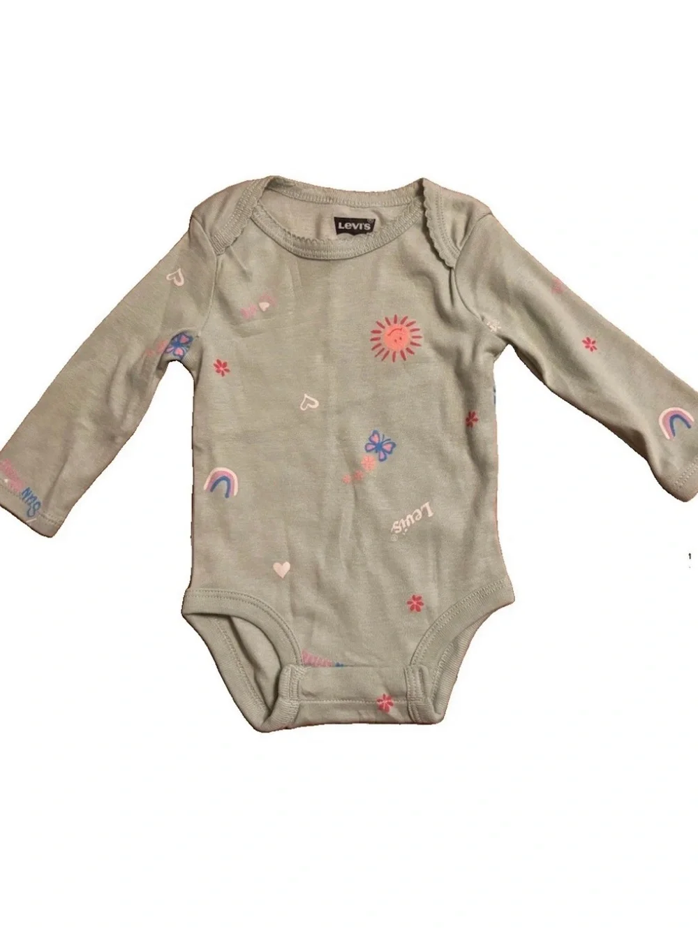 Levi's Baby Girls' 3-Piece Green Bodysuit, Cream Vest & Navy Leggings Set - 6M
